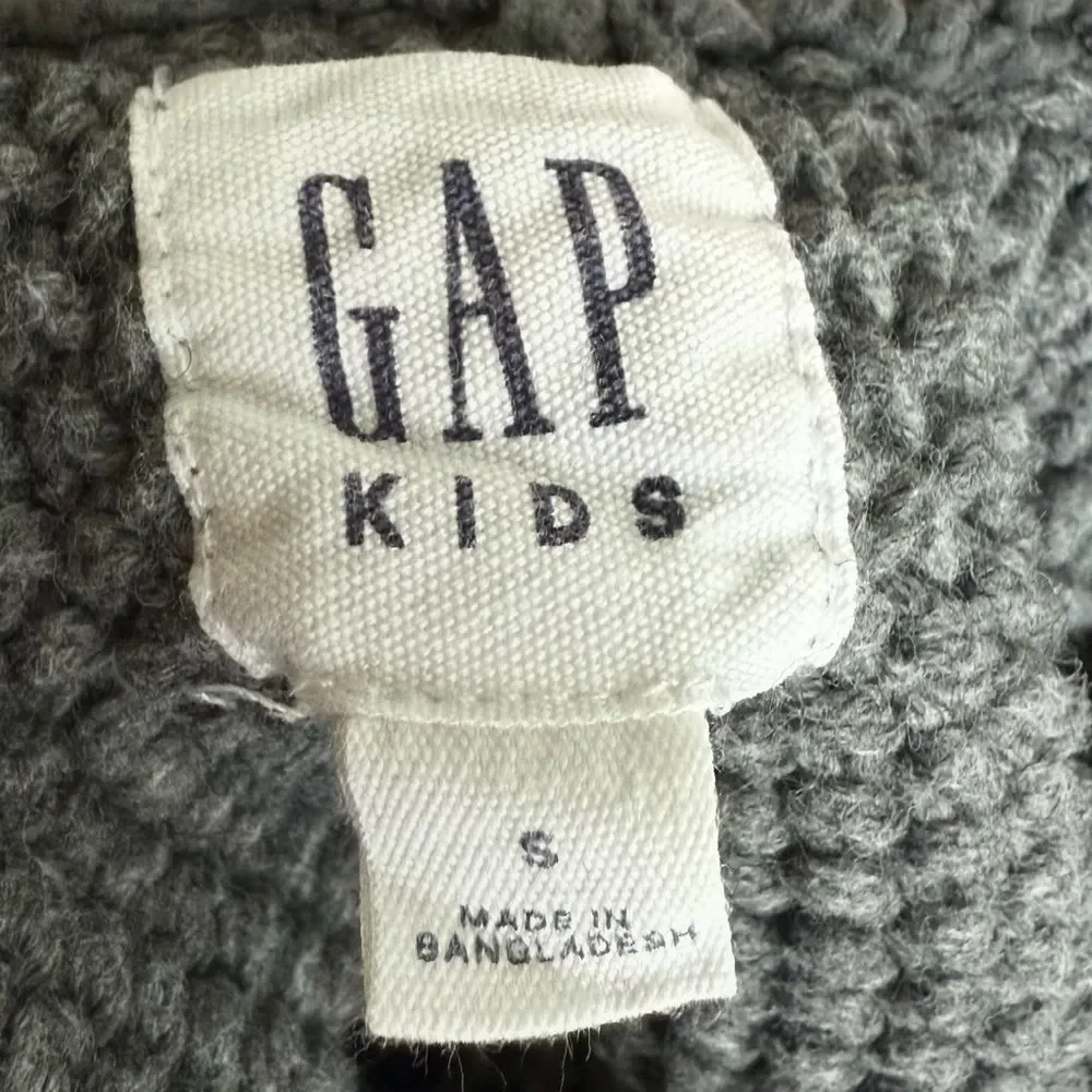 Gap Kids Boys Long Sleeve Mockneck Gray Cable-Knit Button Sweater. Small.